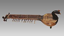 Taūs (mayuri), Wood, metal, wire, glass, hide, polychrome, Indian